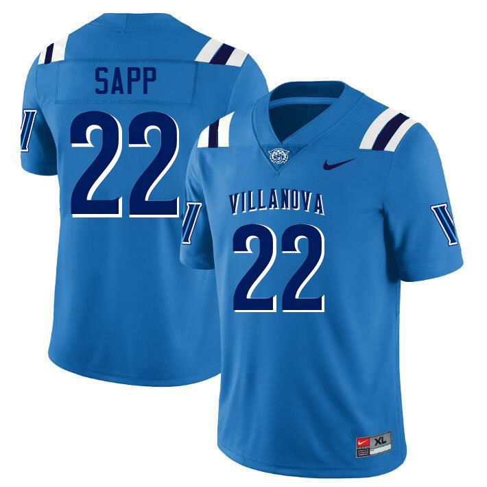 Villanova Wildcats #22 Christian Sapp College Football Jerseys,Uniforms-Light Blue